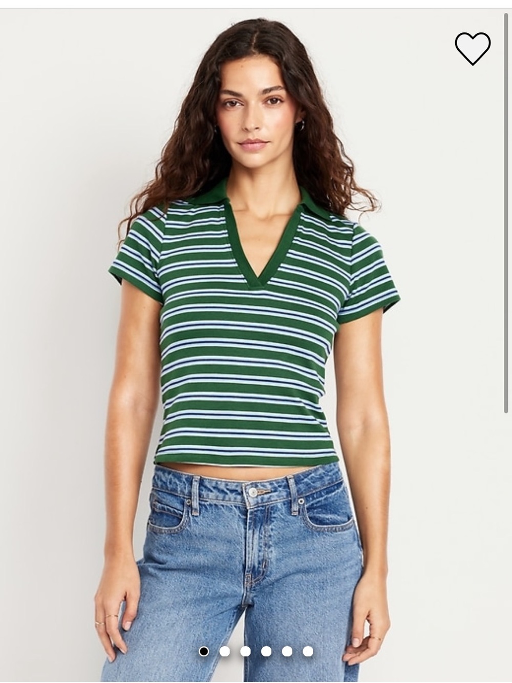 Old Navy Green Striped V-Neck Crop Top